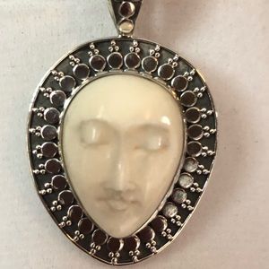 Hand Carved Bone Bali Collection in Sterling Silver Pendant